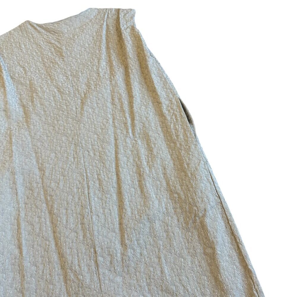 MM Lafleur Grey Sleeveless Textured Shift Dress Crew Neck Size Medium Women's - Picture 9 of 11